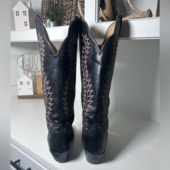 Vintage Hondo Western Boots Women’s 5.5B Black Leather Cowboy Classic Stitch - Picture 5 of 8